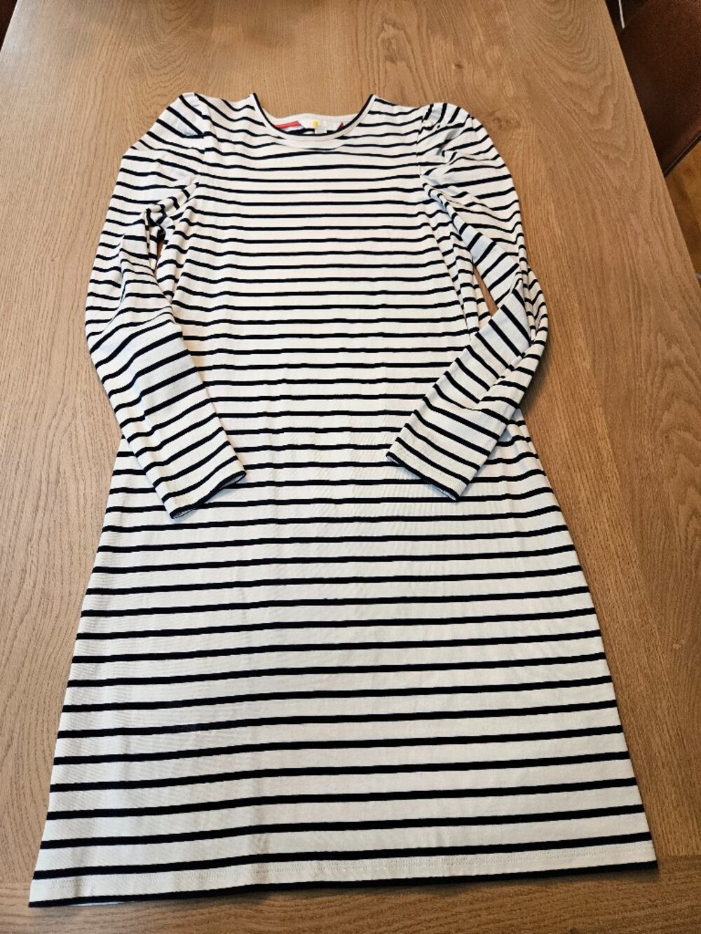 Boden Breton Stripe Long Sleeve Jersey Dress Black White Crew Neck Size US 4